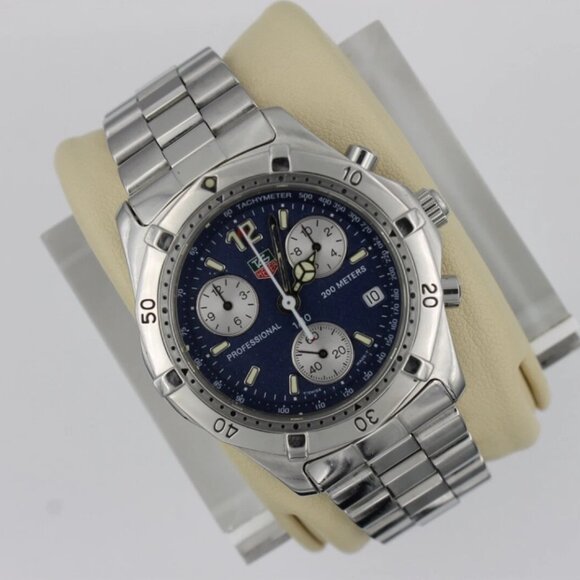 Tag Heuer CK1112.BA0328 Mens 2000 Professional Chronograph Watch Blue Silver - Picture 8 of 10